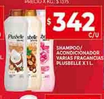Supermercados DIA Shampoo / Acondicionador Varias Fragancias Plusbelle x 1L oferta