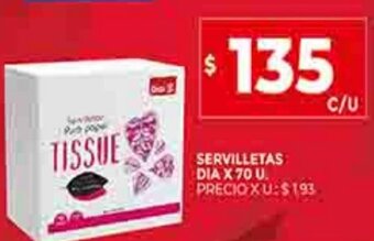 Supermercados DIA Servilletas Dia x 70u oferta