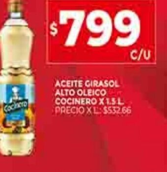 Supermercados DIA Aceite Girasol Alto Oleico Cocinero x 1.5L oferta