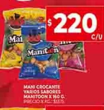 Supermercados DIA Mani Crocante Varios Sabores Manitoon x 160g oferta