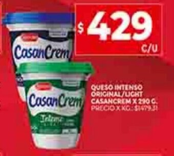 Supermercados DIA Queso Intenso Original / Light Casancrem x 230g oferta