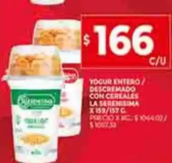 Supermercados DIA Yogur Entero / Descremado CVon Cereales La Serenesima x 159/157g oferta
