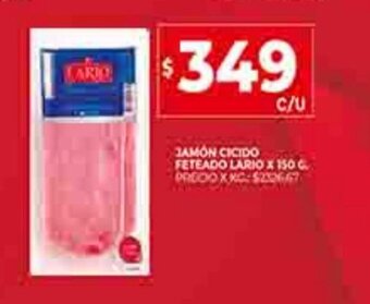 Supermercados DIA Jamón Cocido Feteado Lario x 150g oferta