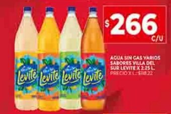 Supermercados DIA Agua Sin Gas Varios Sabores Villa Del Sur Levite x 2.25L oferta