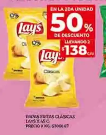 Supermercados DIA Papas Fritas Clasicas Lays x 45g oferta