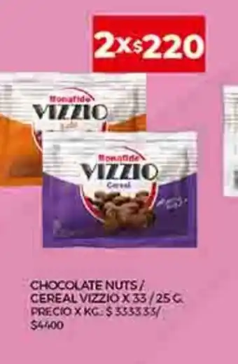 Supermercados DIA Chocolate Nuts / Cereal Vizzio x 33/25g oferta