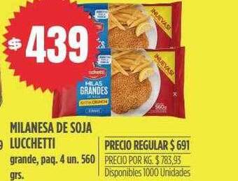 Supermercados Vea Milanesa de soja lucchetti oferta