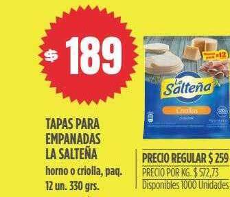 Supermercados Vea Tapas para empanadas la salteña oferta