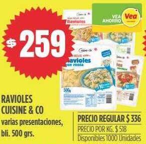 Supermercados Vea Ravioles cuisine & co oferta