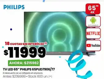 Punto Mayorista Tv led 65” philips 65pud7906/77 oferta