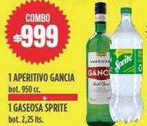 Supermercados Vea 1 aperitivo gancia + 1 gaseosa sprite oferta
