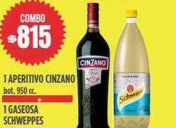 Supermercados Vea 1 aperitivo cinzano + 1 gaseosa schweppes oferta