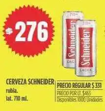 Supermercados Vea Cerveza schneider rubia lat 710ml oferta
