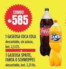 Supermercados Vea 1 gaseosa coca cola + 1 gaseosa sprite fanta o schweppes oferta