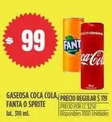 Supermercados Vea Gaseosa coca cola fanta o sprite oferta