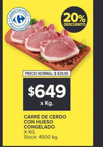Carrefour Carré de cerdo con hueso congelado oferta