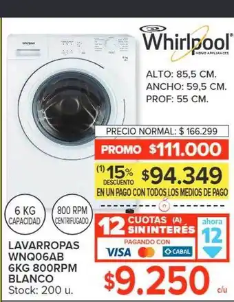 Carrefour Whirlpool lavarropas oferta