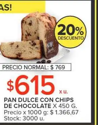 Carrefour 20% descuento pan dulce con chips de chocolate oferta