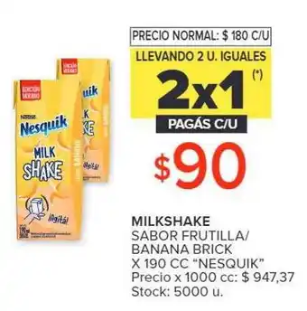Carrefour Market Milkshake sabor frutilla-banana brick x 190 cc nesquik oferta