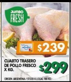 Jumbo Cuarto trasero de pollo fresco x kg oferta