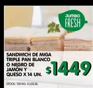 Jumbo Sandwich de miga triple pan oferta