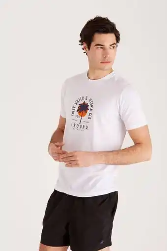 Macowens Remera jersey estampada blanco oferta