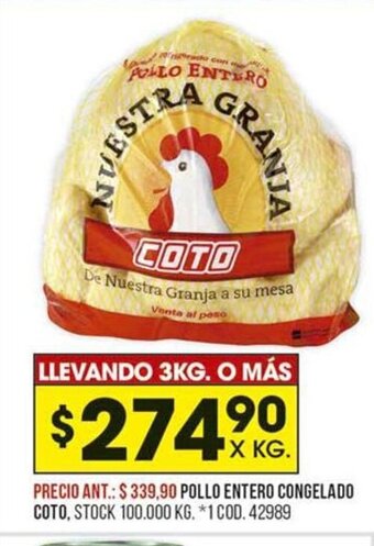 Coto Pollo Entero Congelado Coto oferta
