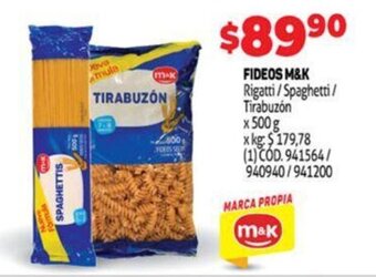 Makro Fideos M&K oferta