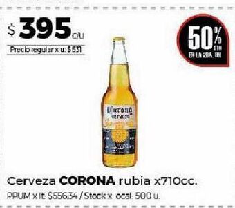 Disco Cerveza corona rubia x 710cc oferta