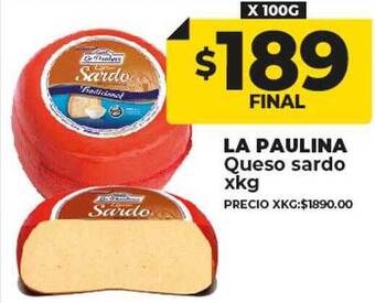 Supermayorista Vital La paulina queso sardo oferta
