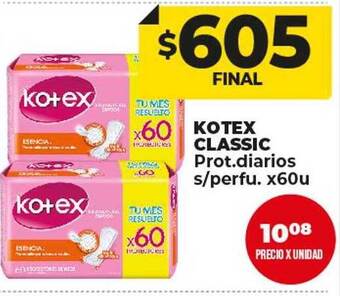 Supermayorista Vital Kotex classic prot. diarios s perfu oferta