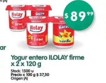 Supermercados Buenos Días Yogur Entero Ilolay Firme x 2 x 120g oferta