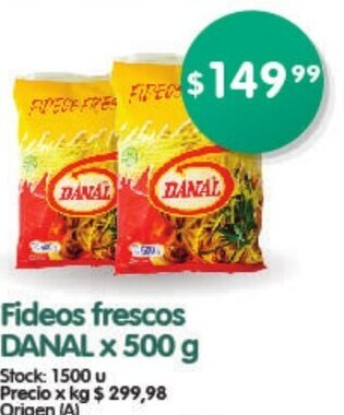 Supermercados Buenos Días Fideos Frescos Danal x 500g oferta
