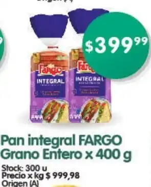 Supermercados Buenos Días Pan Integral Fargo Grano Entero x 400g oferta