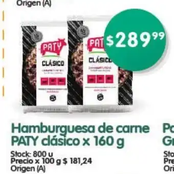 Supermercados Buenos Días Hamburguesa de Carne Paty Clásico x 160g oferta