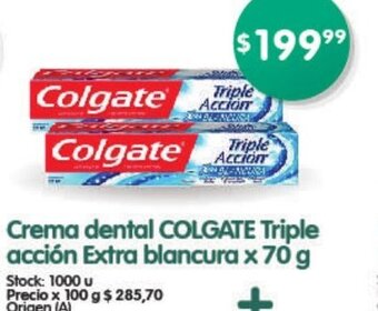 Supermercados Buenos Días Crema Dental Colgate Triple Acción Extra Blancura x 70g oferta
