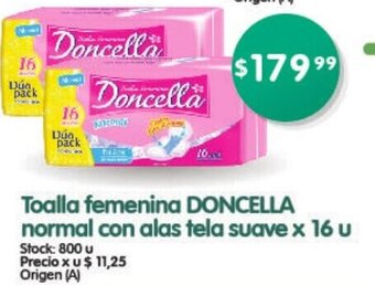 Supermercados Buenos Días Toalla Femenina Doncella Normal Con Alas Tela Suave x 16u oferta