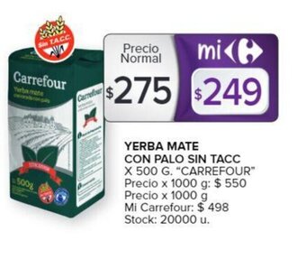 Carrefour Yerba Mate Con Palo Sin Tacc oferta