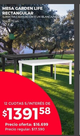 Supermercados Tadicor Mesa Garden Life Rectangular oferta
