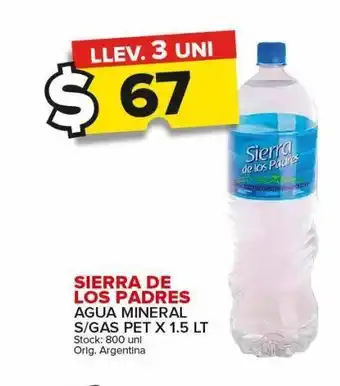 Carrefour Agua mineral sierra de los padres x 1,5l oferta