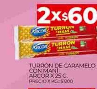 Supermercados DIA Turrón de caramelo con mani arcor oferta