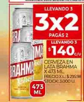Supermercados DIA Cerveza en lata brahma oferta