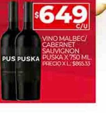 Supermercados DIA Vino malbec cabernet sauvignon puska oferta