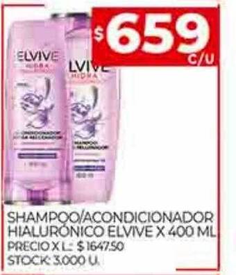 Supermercados DIA Shampoo acondicionador hialurónico elvive oferta