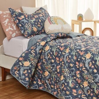 Arredo Cubrecama 1 plaza reversible animales marinos oferta