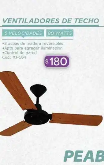 Cuotas del Sur Ventiladores de techo peabody oferta