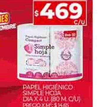 Supermercados DIA Papel higienico simple hoja dia oferta