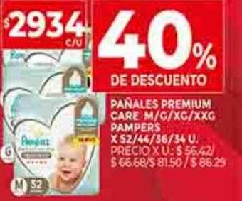 Supermercados DIA Pañales premium care m g xg xxg pampers 40% de descuento oferta