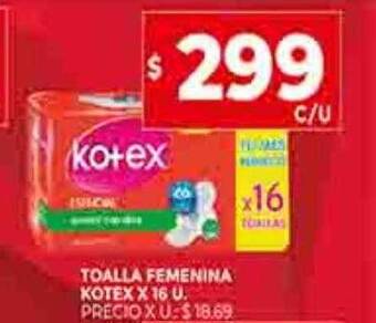 Supermercados DIA Toalla femenina kotex oferta