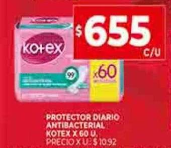 Supermercados DIA Protector diario antibacterial kotex oferta